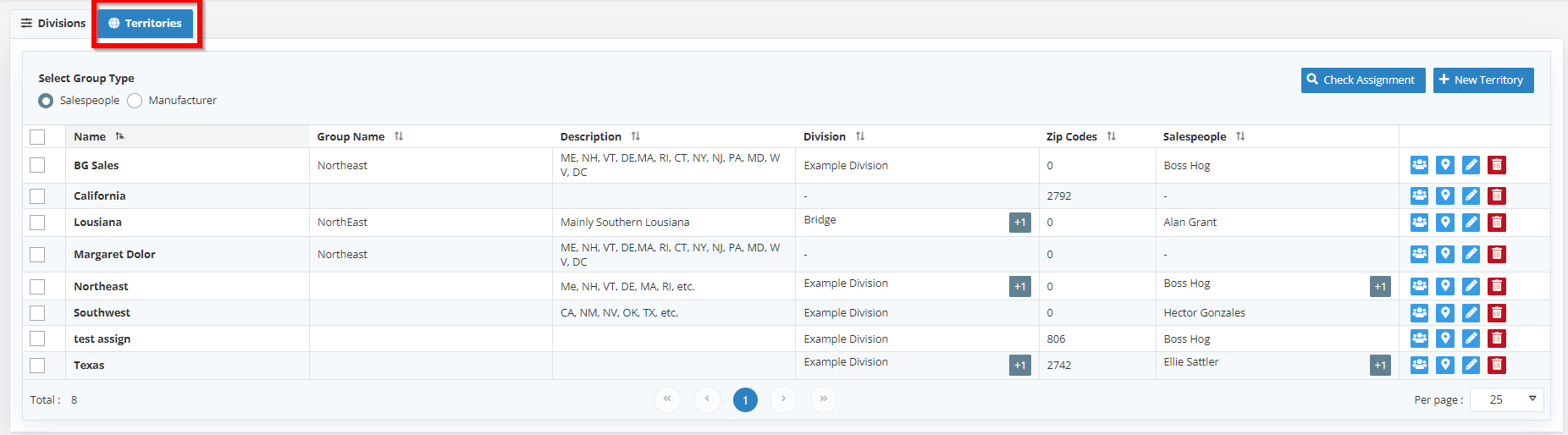 Managing Divisions and Territories – MarketTime Support Center